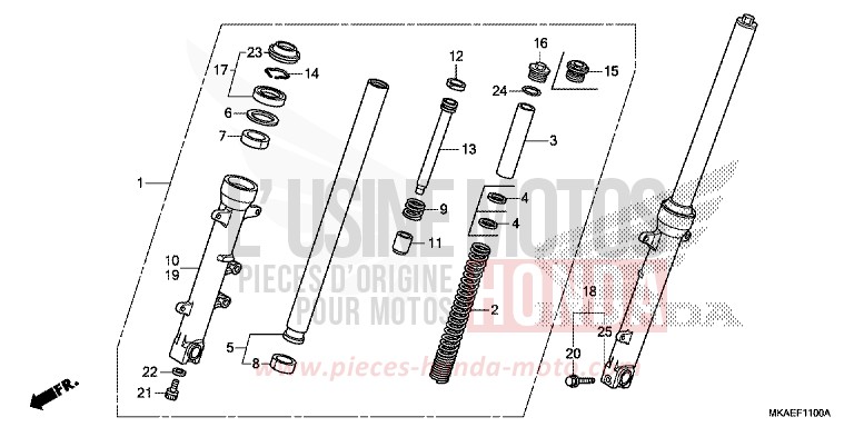FOURCHETTE AVANT de Integra 750 MAT MAJESTIC SILVER METALLIC (NHB70) 2016